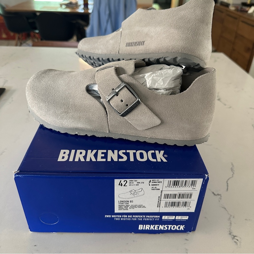 Birkenstock Gray Suede Loafers